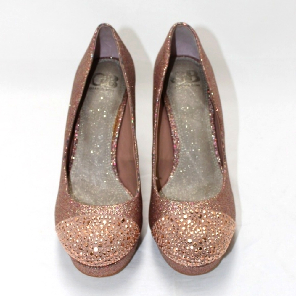 Gianni Bini Pink Rose Gold Sparkly Platform Heels